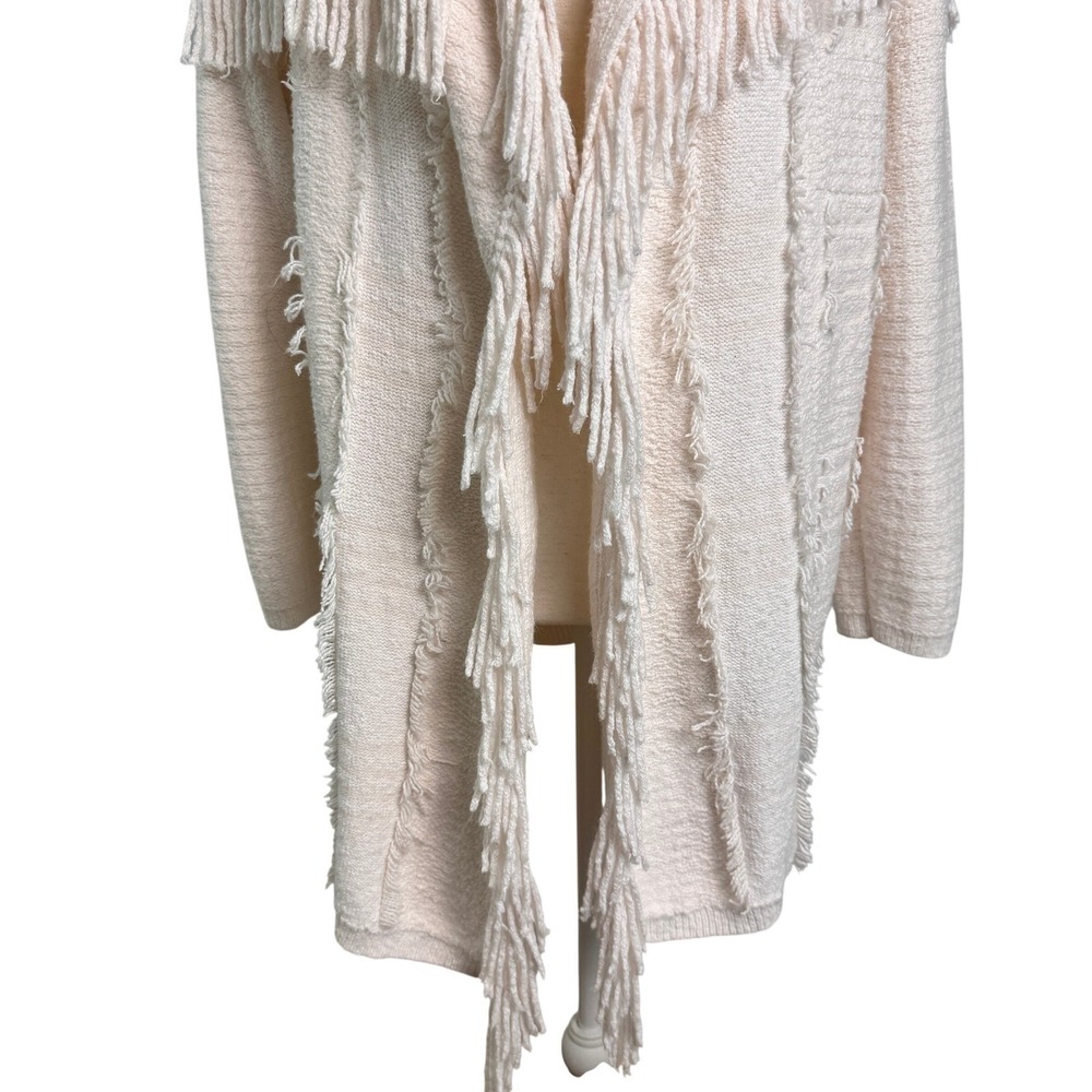 Pure Jill Knit Cardigan Womens L Cream Chunky Fringe Southwestern Western Boho - Picture 3 of 13